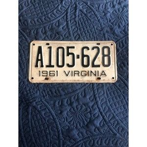 License Plate Tag Antique Virginia 1961 #A105-628